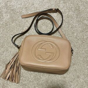 Gucci Soho Beige rose Leather Crossbody Bag with Tassel